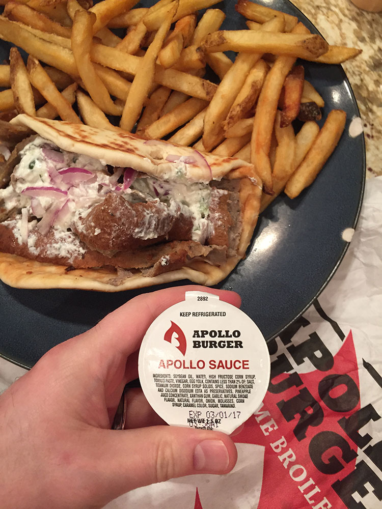 Apollo Burger gyro with Apollo sauce