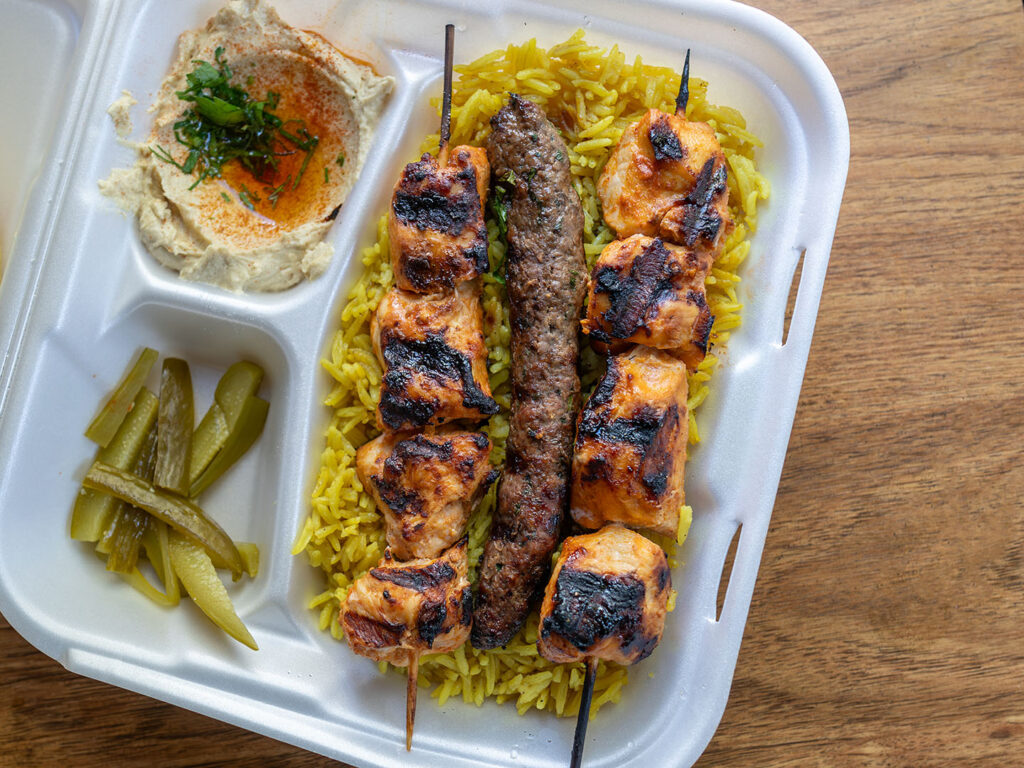 Beirut Cafe - chicken and lamb kabob over rice (Gastronomic SLC)