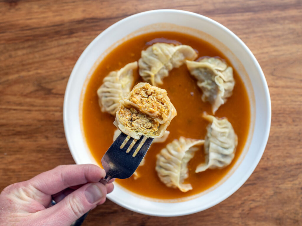 Bhansa Ghar - chicken jhol momo interior (Gastronomic SLC)