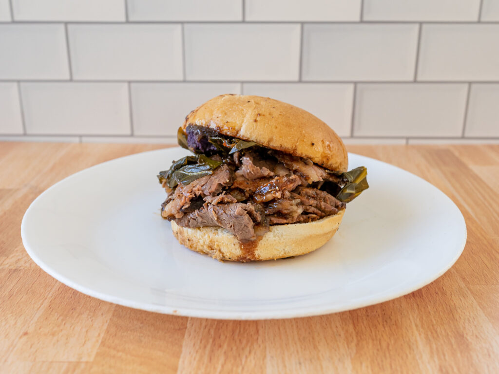 Hog & Tradition - stacked brisket sandwich