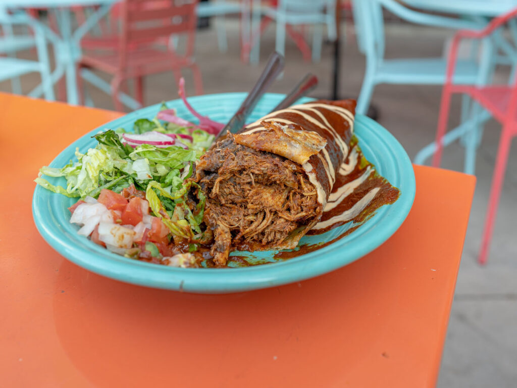 De Los Muertos Mexican Restaurant - burrito close up