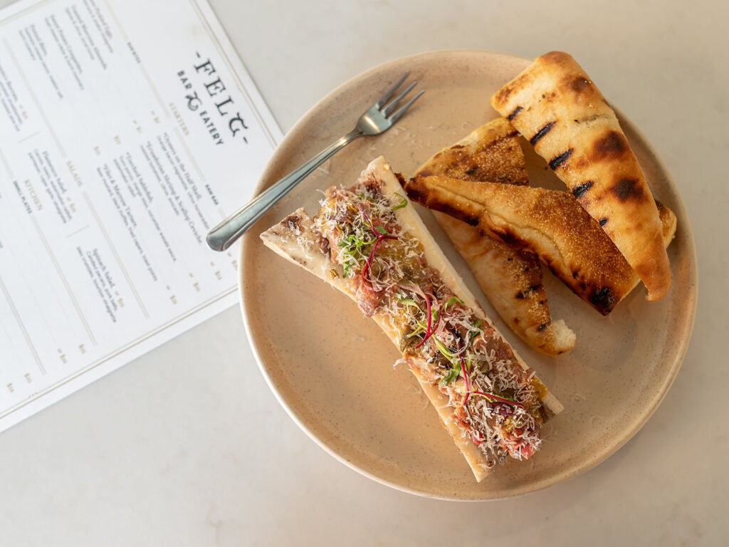 Felt Bar & Eatery - beef tartare with bone marrow