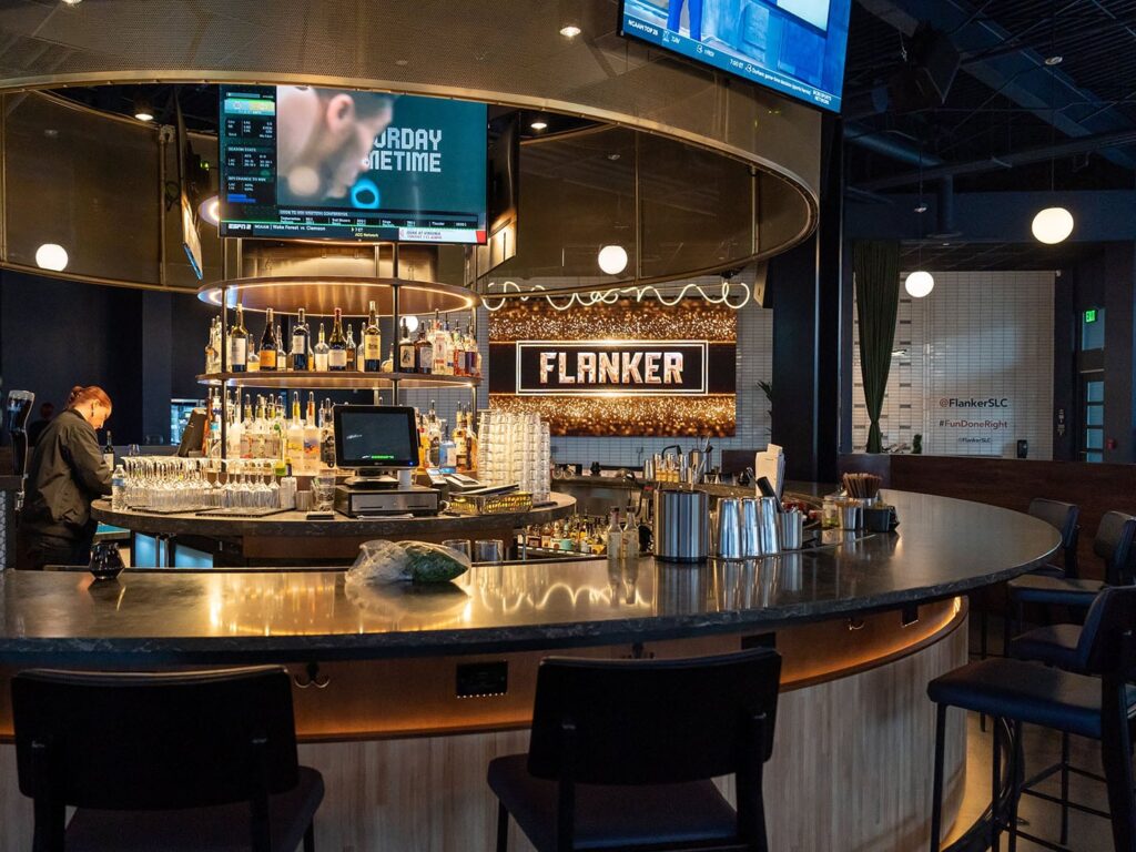 Flanker Kitchen + Sporting Club - circular bar