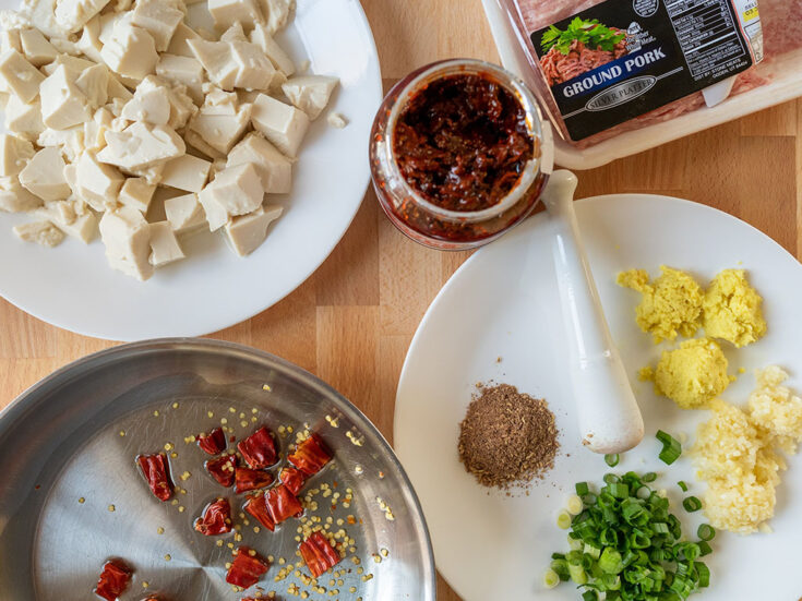 Mapo tofu ingredients